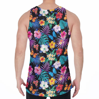 Colorful Tropical Jungle Hawaiian Print Men's Velvet Tank Top