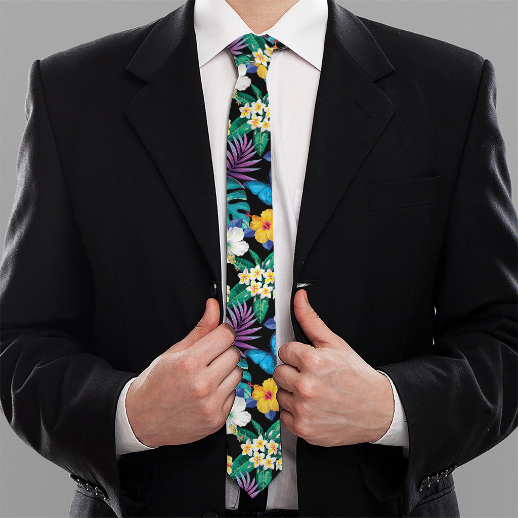 Colorful Tropical Jungle Hawaiian Print Necktie