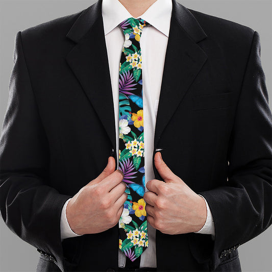 Colorful Tropical Jungle Hawaiian Print Necktie