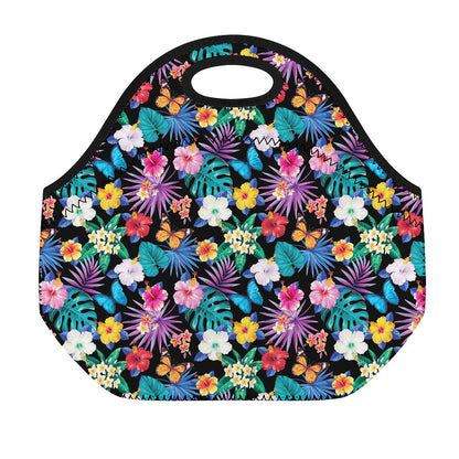 Colorful Tropical Jungle Hawaiian Print Neoprene Lunch Bag