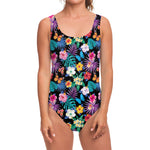 Colorful Tropical Jungle Hawaiian Print One Piece Swimsuit