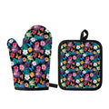 Colorful Tropical Jungle Hawaiian Print Oven Mitt And Pot Holder Set