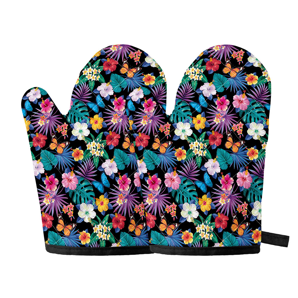 Colorful Tropical Jungle Hawaiian Print Oven Mitts