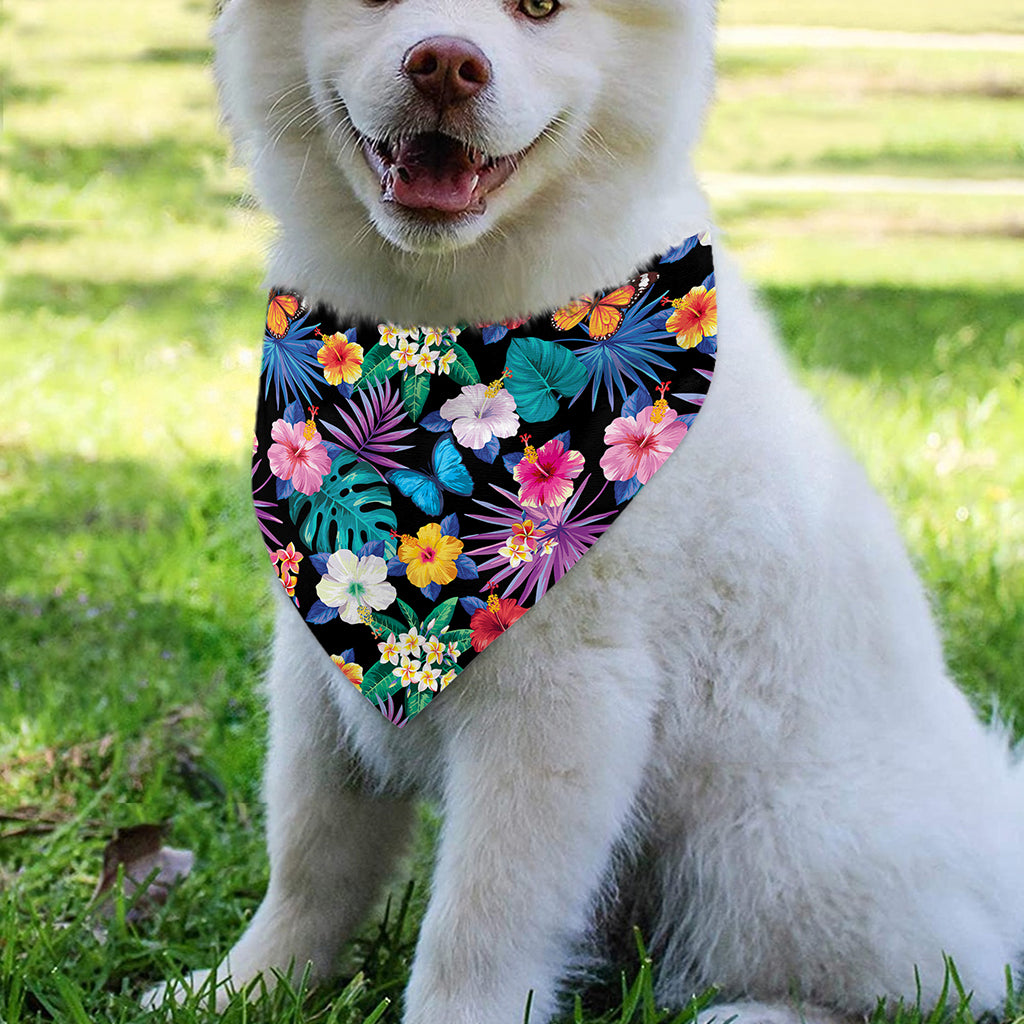 Colorful Tropical Jungle Hawaiian Print Over The Collar Dog Bandana