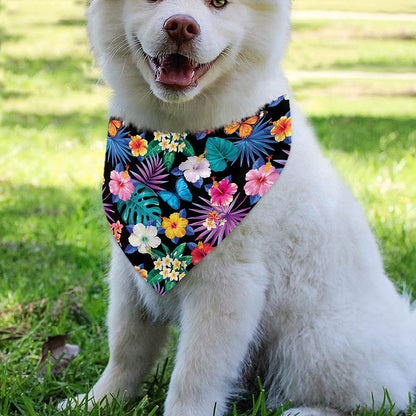 Colorful Tropical Jungle Hawaiian Print Over The Collar Dog Bandana