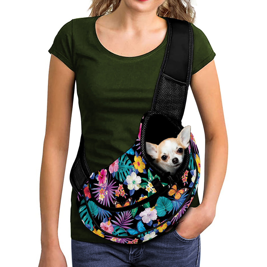 Colorful Tropical Jungle Hawaiian Print Pet Sling Carrier