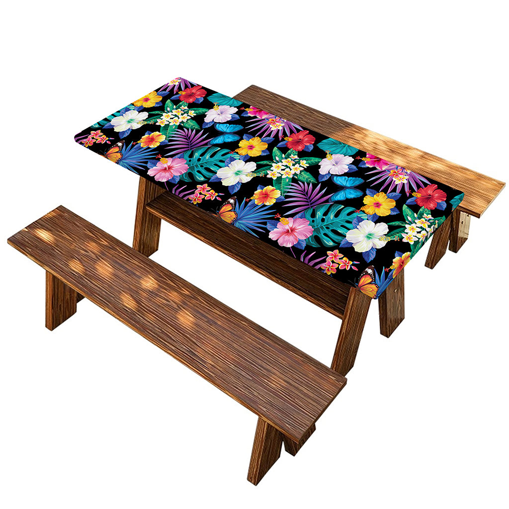 Colorful Tropical Jungle Hawaiian Print Picnic Table Cover
