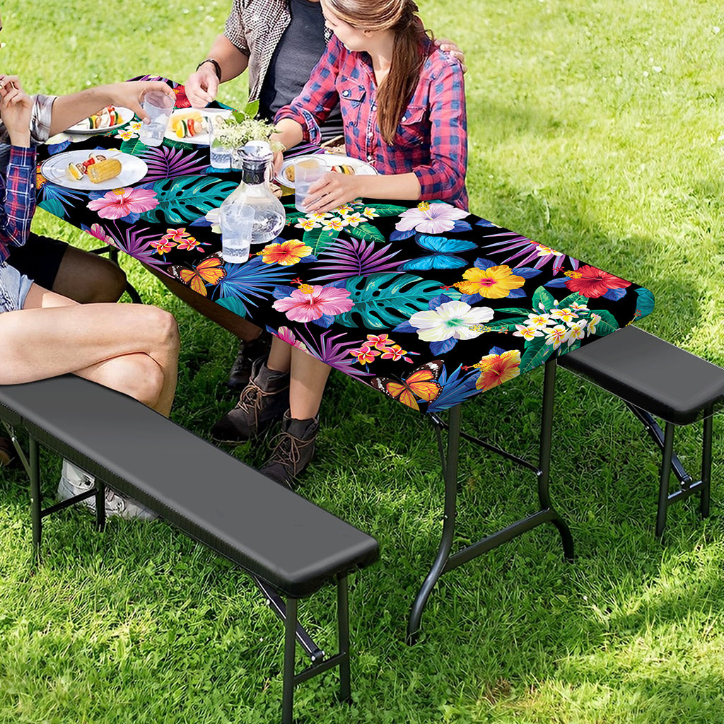 Colorful Tropical Jungle Hawaiian Print Picnic Table Cover
