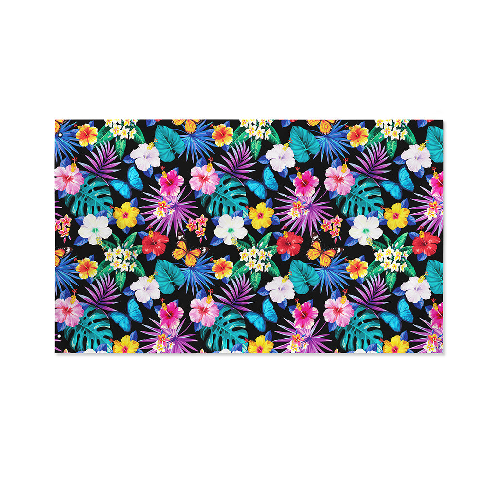 Colorful Tropical Jungle Hawaiian Print Polyester Flag