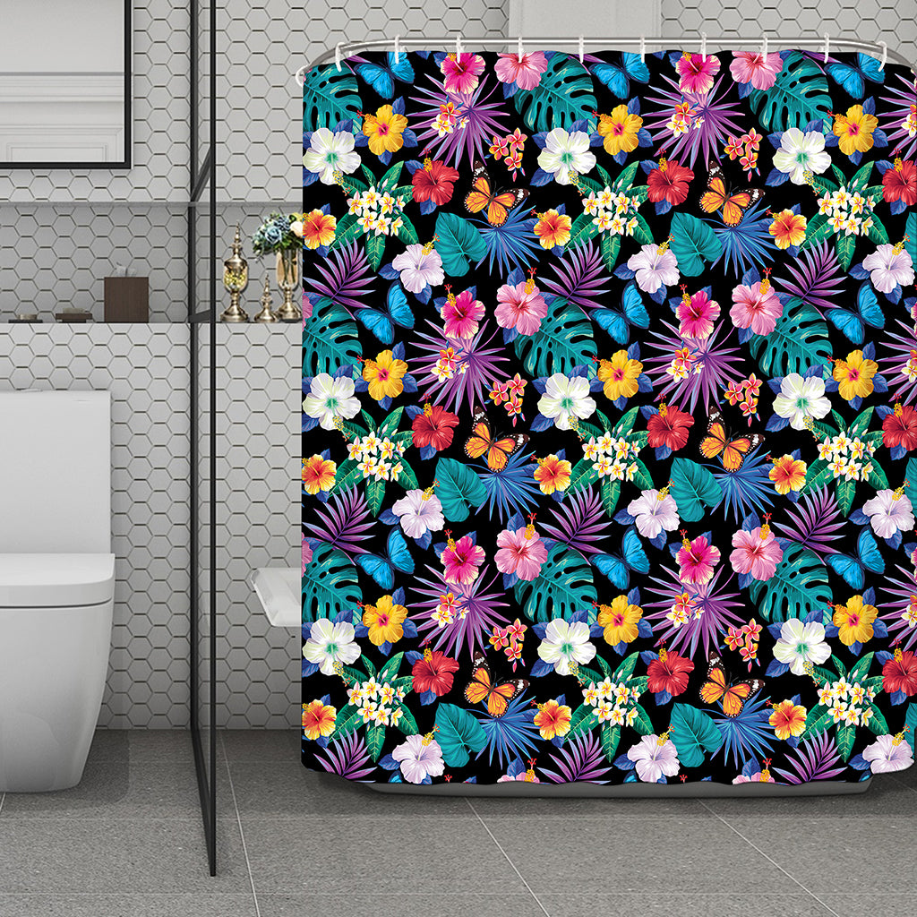 Colorful Tropical Jungle Hawaiian Print Polyester Shower Curtain