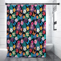Colorful Tropical Jungle Hawaiian Print Premium Shower Curtain