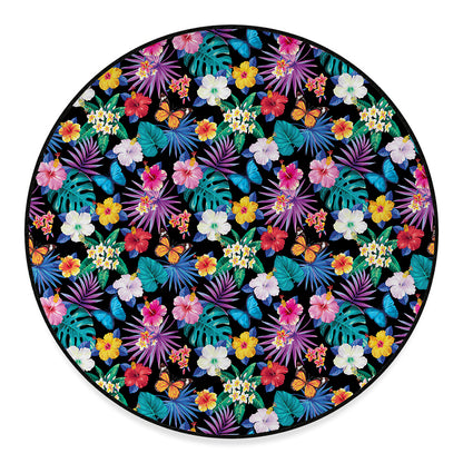 Colorful Tropical Jungle Hawaiian Print Round Floor Mat