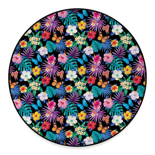 Colorful Tropical Jungle Hawaiian Print Round Floor Mat