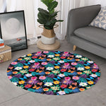 Colorful Tropical Jungle Hawaiian Print Round Rug