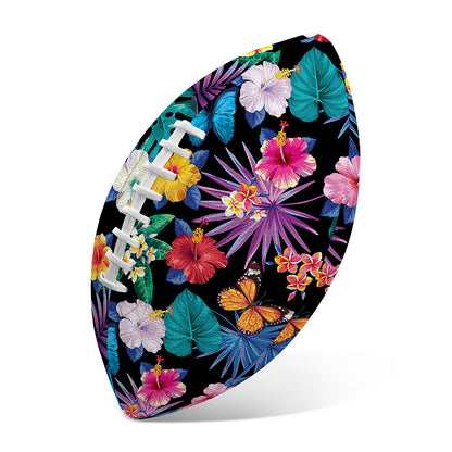 Colorful Tropical Jungle Hawaiian Print Rugby Ball