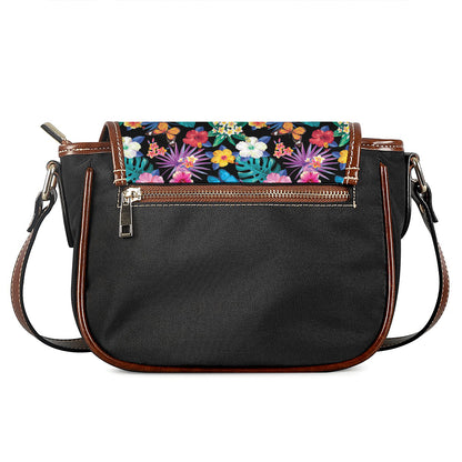 Colorful Tropical Jungle Hawaiian Print Saddle Bag
