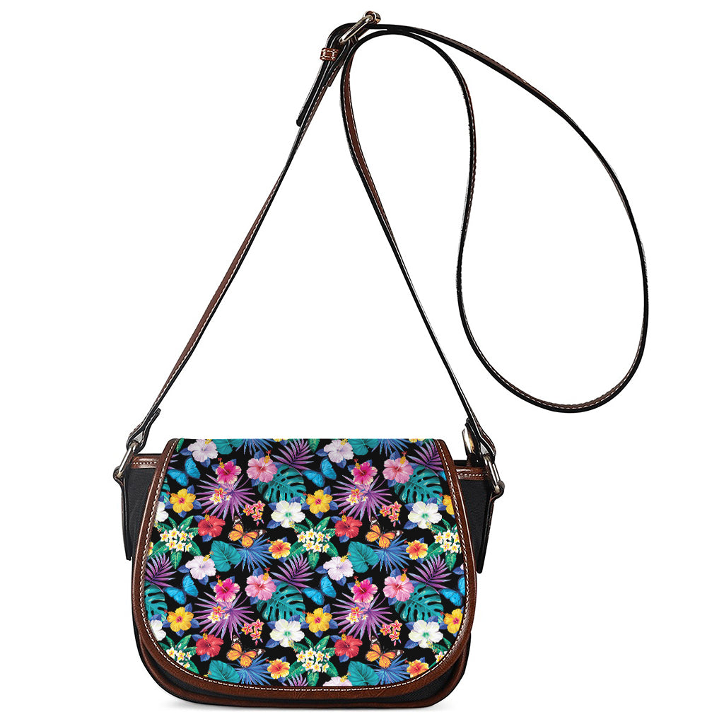 Colorful Tropical Jungle Hawaiian Print Saddle Bag