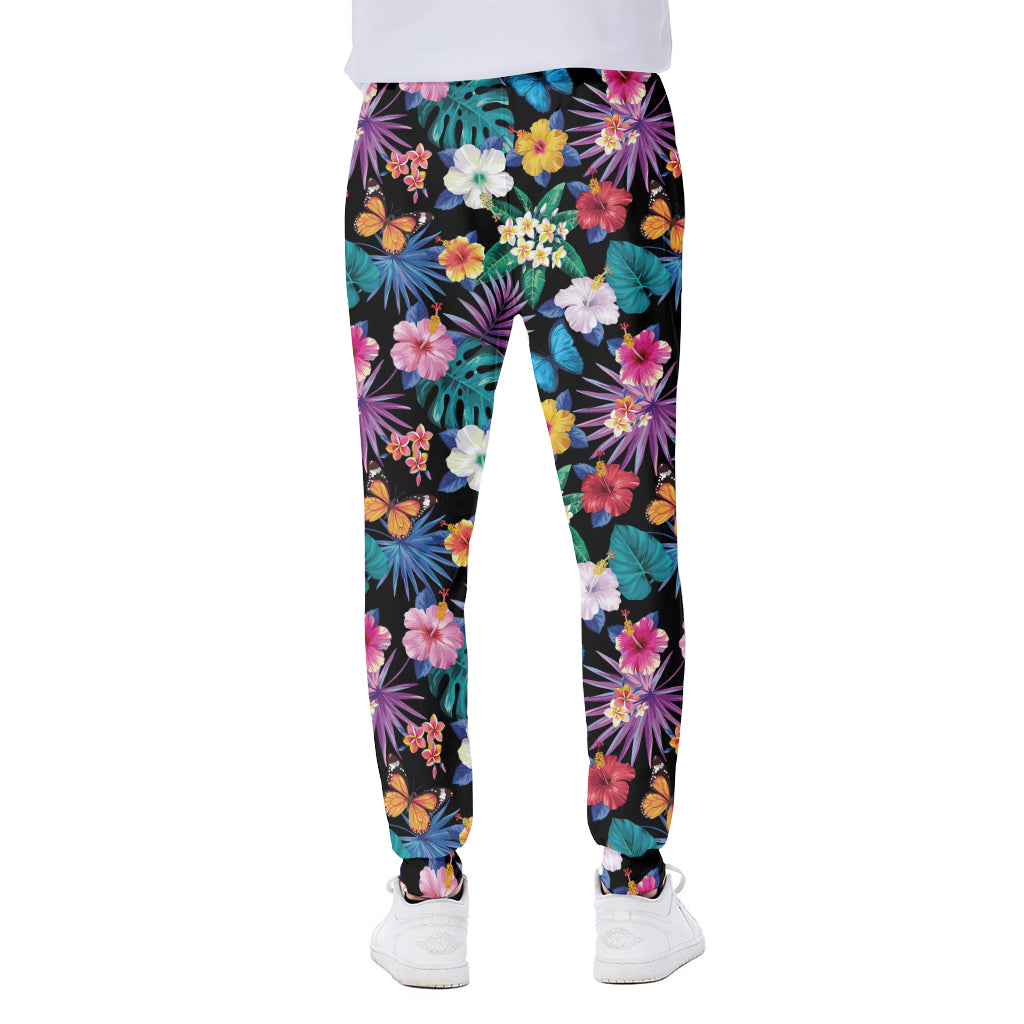 Colorful Tropical Jungle Hawaiian Print Scuba Joggers