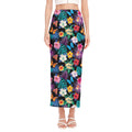 Colorful Tropical Jungle Hawaiian Print Side Slit Maxi Skirt