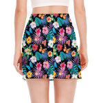 Colorful Tropical Jungle Hawaiian Print Side Slit Mini Skirt