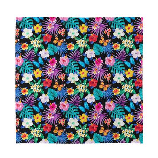 Colorful Tropical Jungle Hawaiian Print Silk Bandana