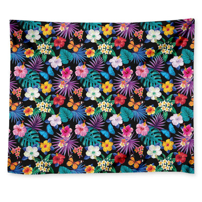 Colorful Tropical Jungle Hawaiian Print Tapestry
