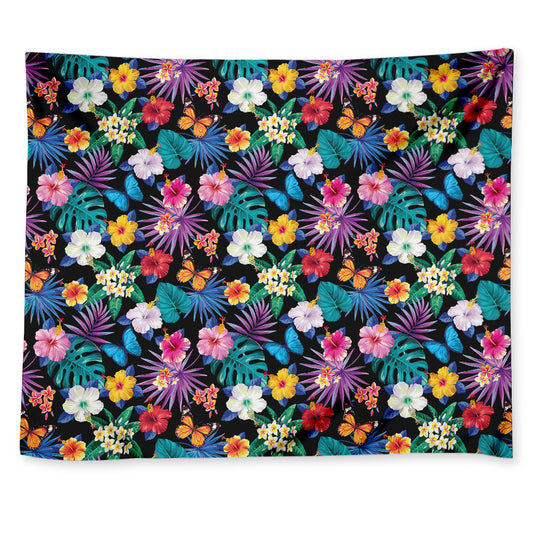 Colorful Tropical Jungle Hawaiian Print Tapestry