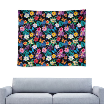 Colorful Tropical Jungle Hawaiian Print Tapestry
