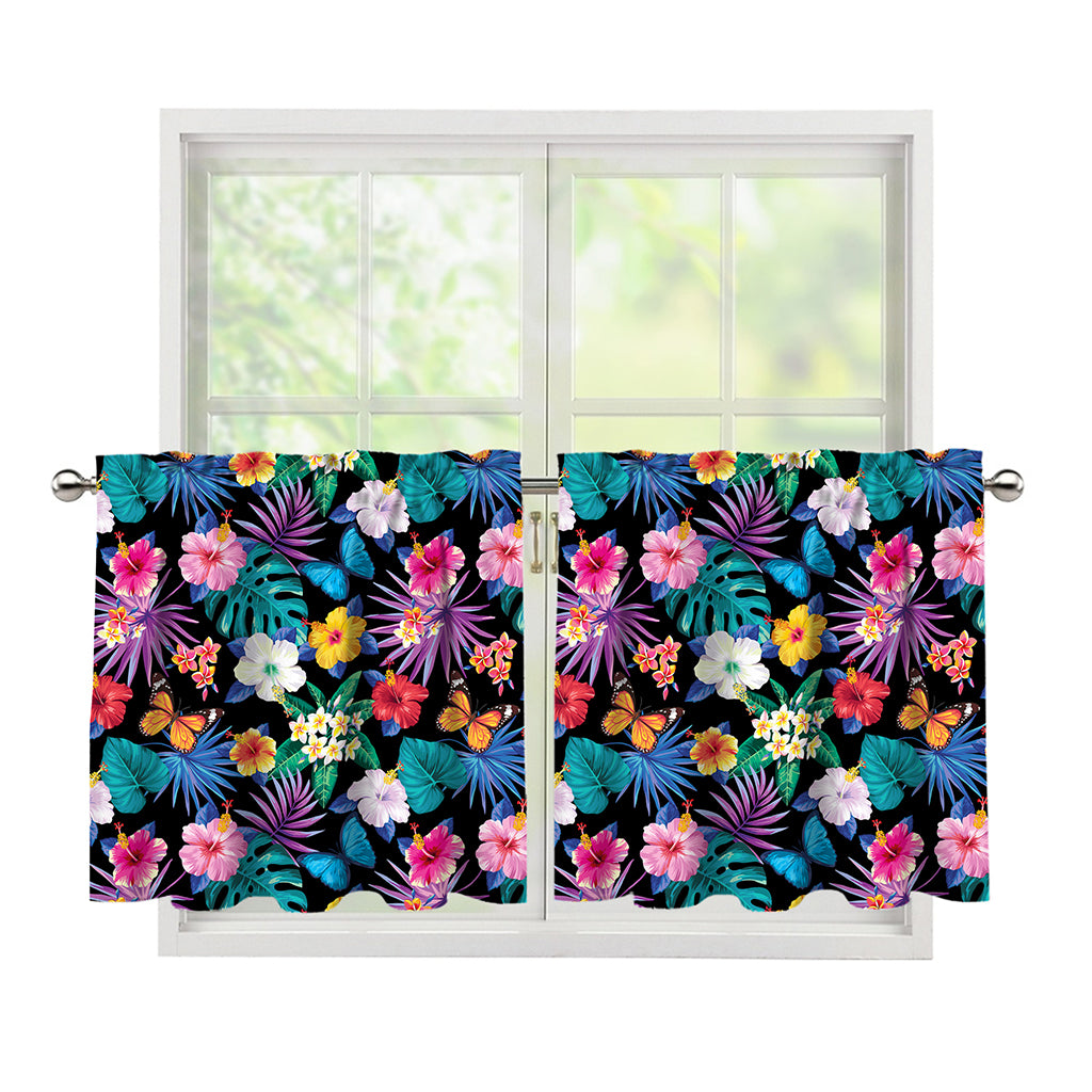 Colorful Tropical Jungle Hawaiian Print Tier Curtains
