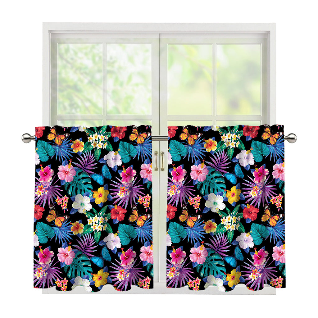 Colorful Tropical Jungle Hawaiian Print Tier Curtains