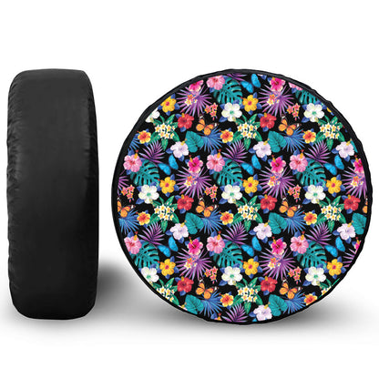 Colorful Tropical Jungle Hawaiian Print Tire Cover