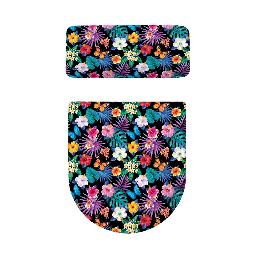 Colorful Tropical Jungle Hawaiian Print Toilet Lid And Tank Cover Set