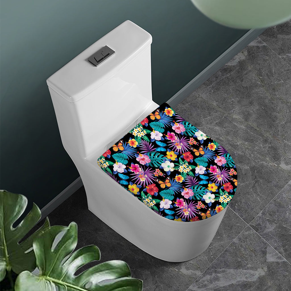 Colorful Tropical Jungle Hawaiian Print Toilet Lid Cover