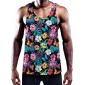 Colorful Tropical Jungle Hawaiian Print Men's Workout Tank Top