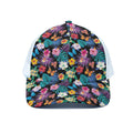 Colorful Tropical Jungle Hawaiian Print White Mesh Trucker Hat