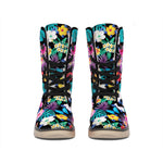 Colorful Tropical Jungle Hawaiian Print Winter Boots