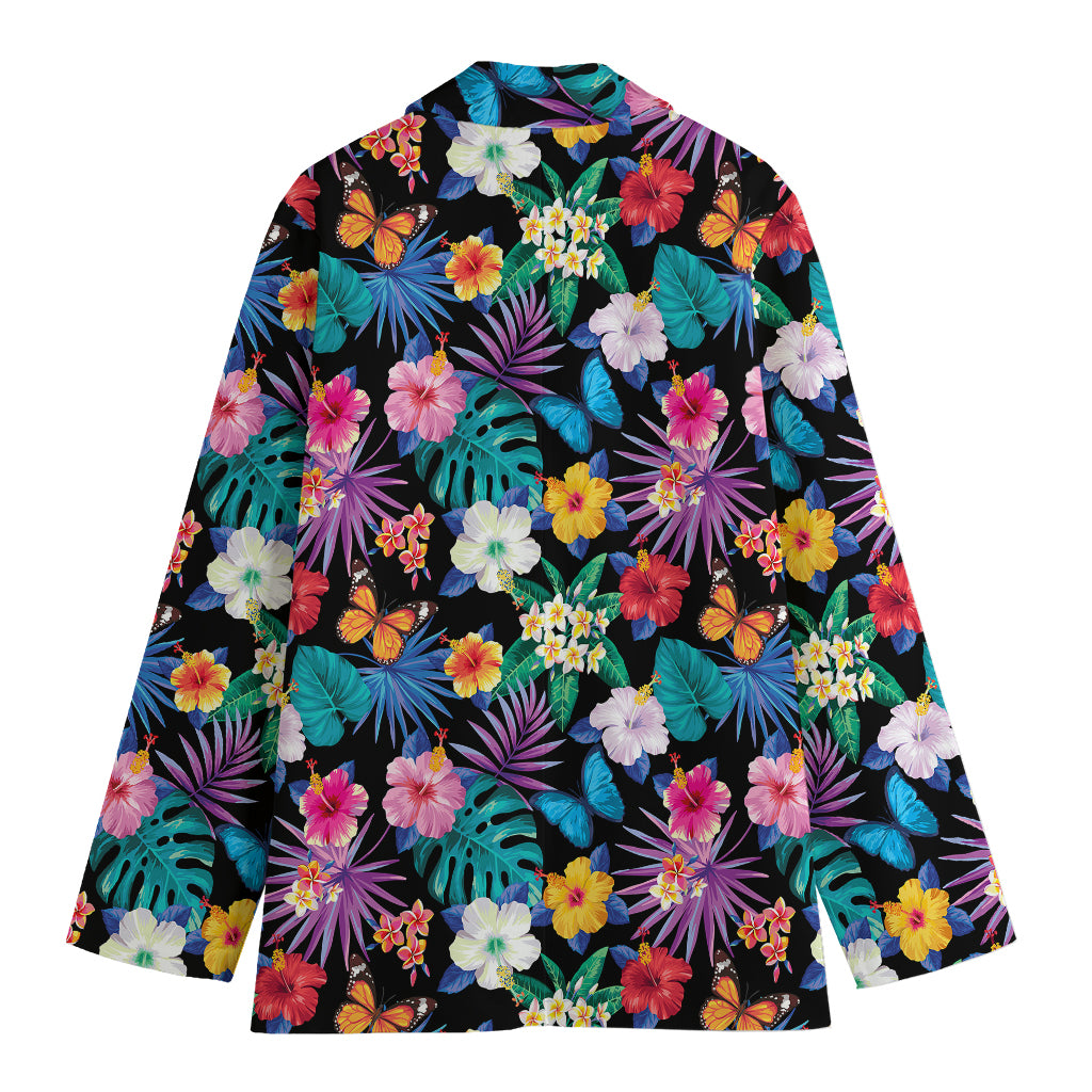 Colorful Tropical Jungle Hawaiian Print Women's Cotton Blazer