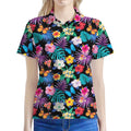 Colorful Tropical Jungle Hawaiian Print Women's Polo Shirt