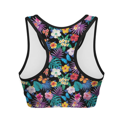 Colorful Tropical Jungle Hawaiian Print Women's Sports Bra