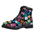 Colorful Tropical Jungle Hawaiian Print Padded Collar Lace Up Boots