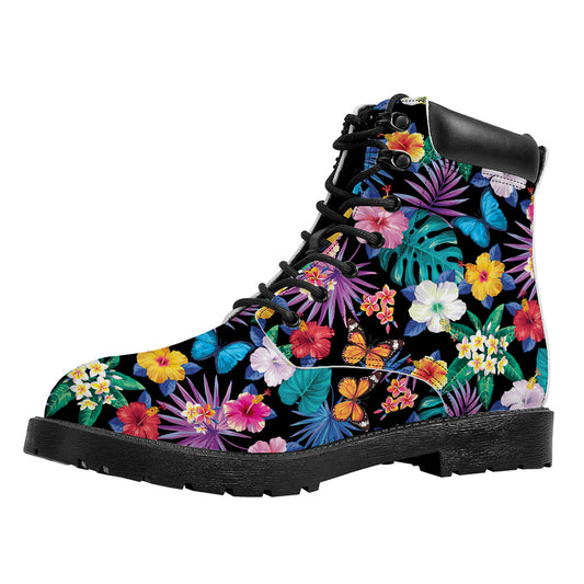 Colorful Tropical Jungle Hawaiian Print Work Boots