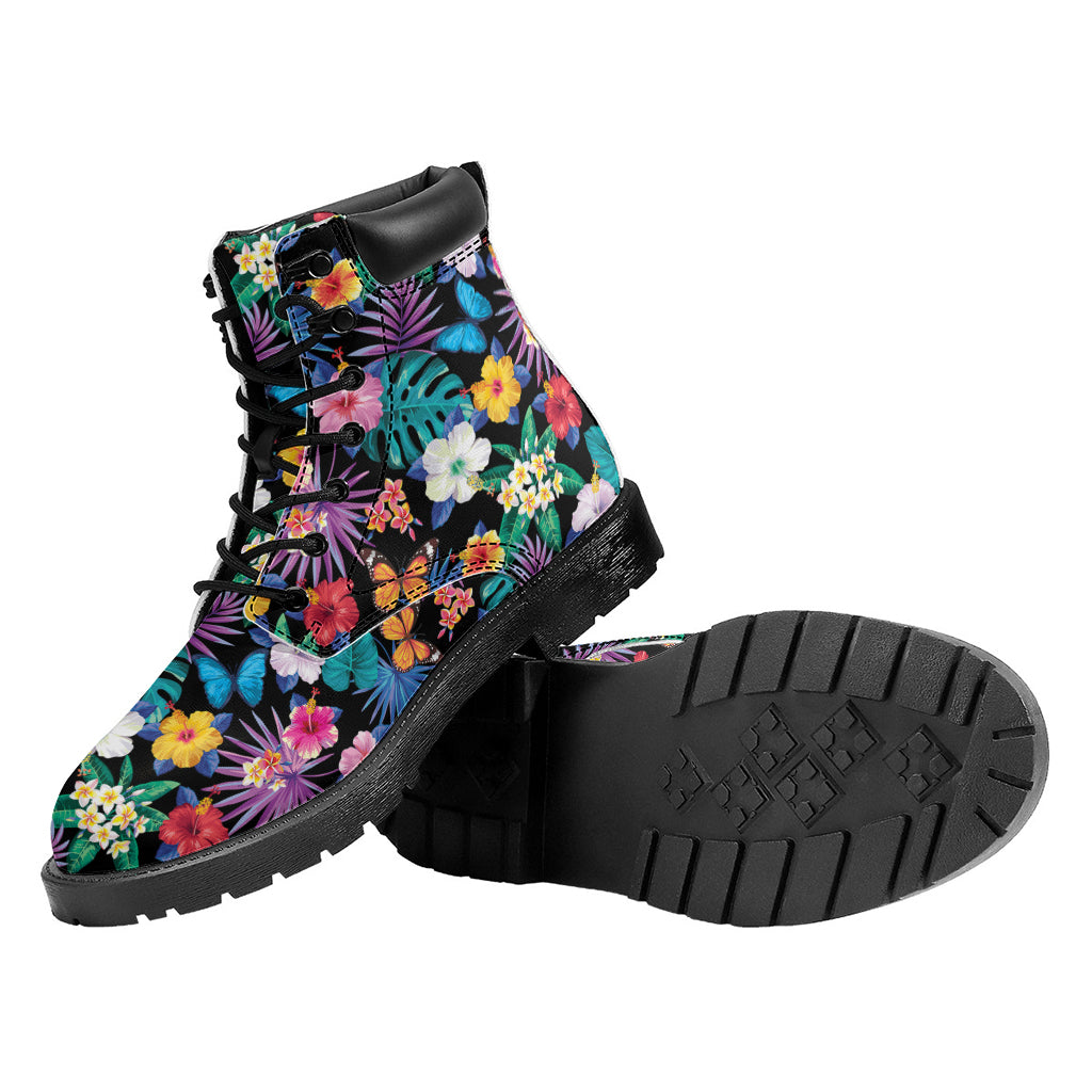Colorful Tropical Jungle Hawaiian Print Work Boots