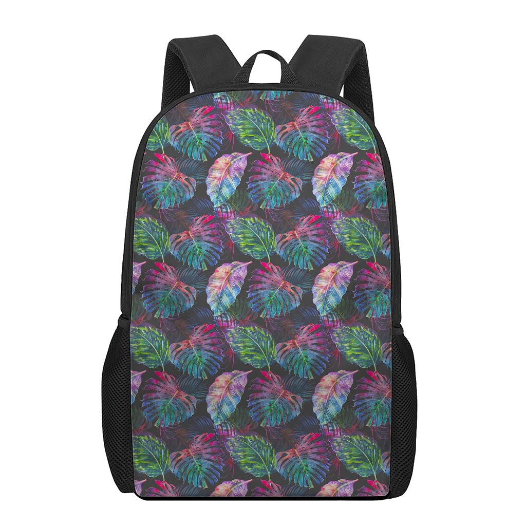Colorful Tropical Leaves Pattern Print 17 Inch Backpack