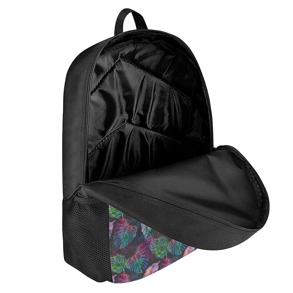 Colorful Tropical Leaves Pattern Print 17 Inch Backpack