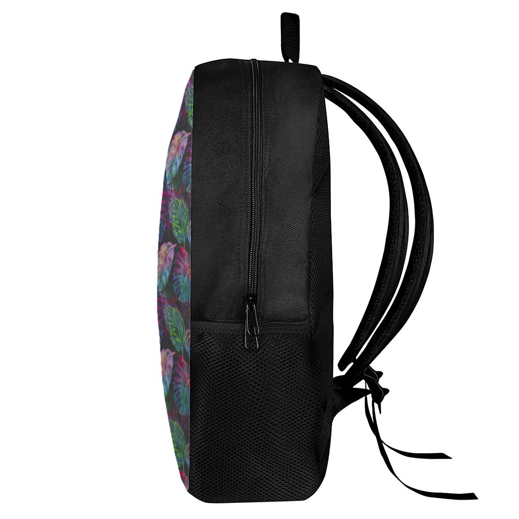 Colorful Tropical Leaves Pattern Print 17 Inch Backpack
