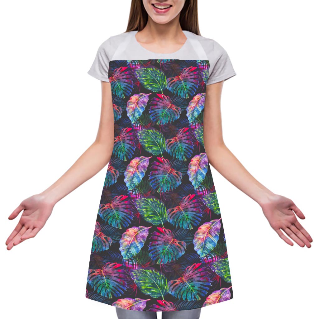 Colorful Tropical Leaves Pattern Print Adjustable Apron