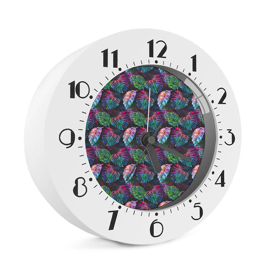 Colorful Tropical Leaves Pattern Print Alarm Clock