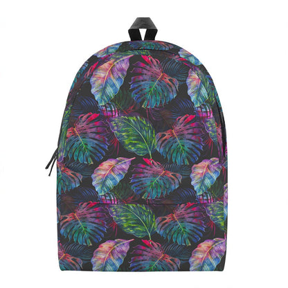 Colorful Tropical Leaves Pattern Print Backpack