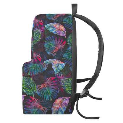 Colorful Tropical Leaves Pattern Print Backpack