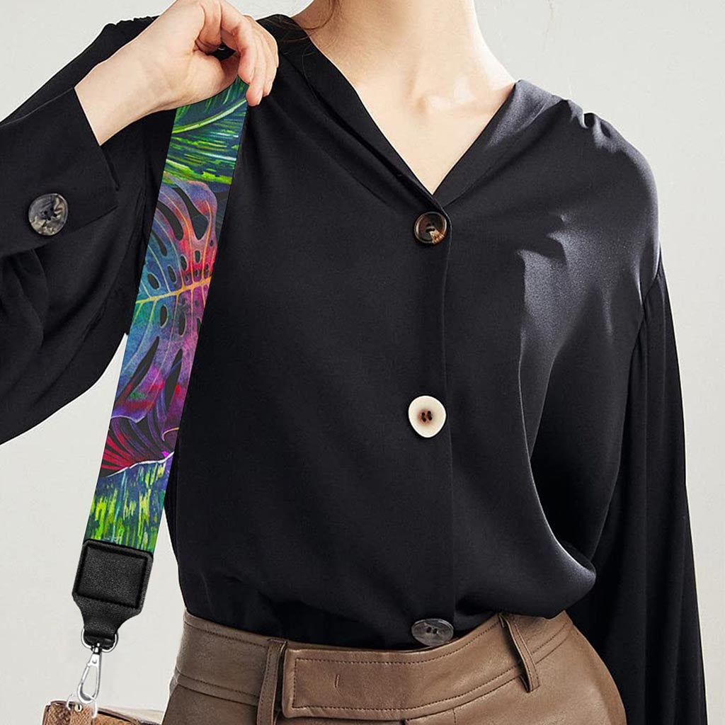 Colorful Tropical Leaves Pattern Print Bag Strap